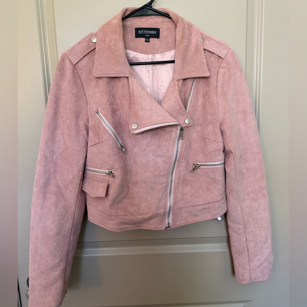 Kittenish Blush Pink Suede Jacket